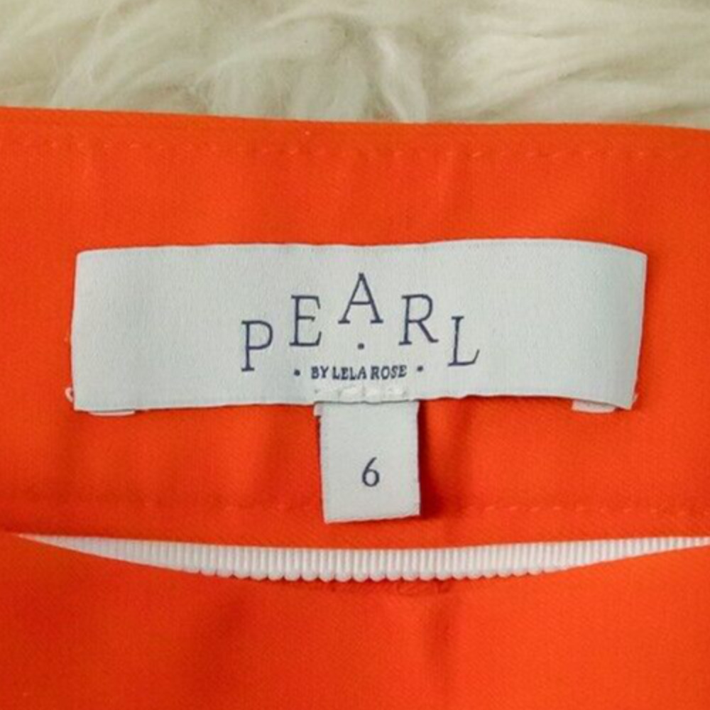 Lela Rose Pearl Size 6 Red Wide Leg Crop Cropped Side Zip Cotton Pants - Picture 3 of 5